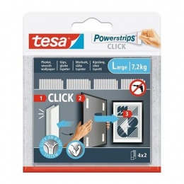 Akasztó, öntapadó, S méret, TESA "Powerstrips CLICK"